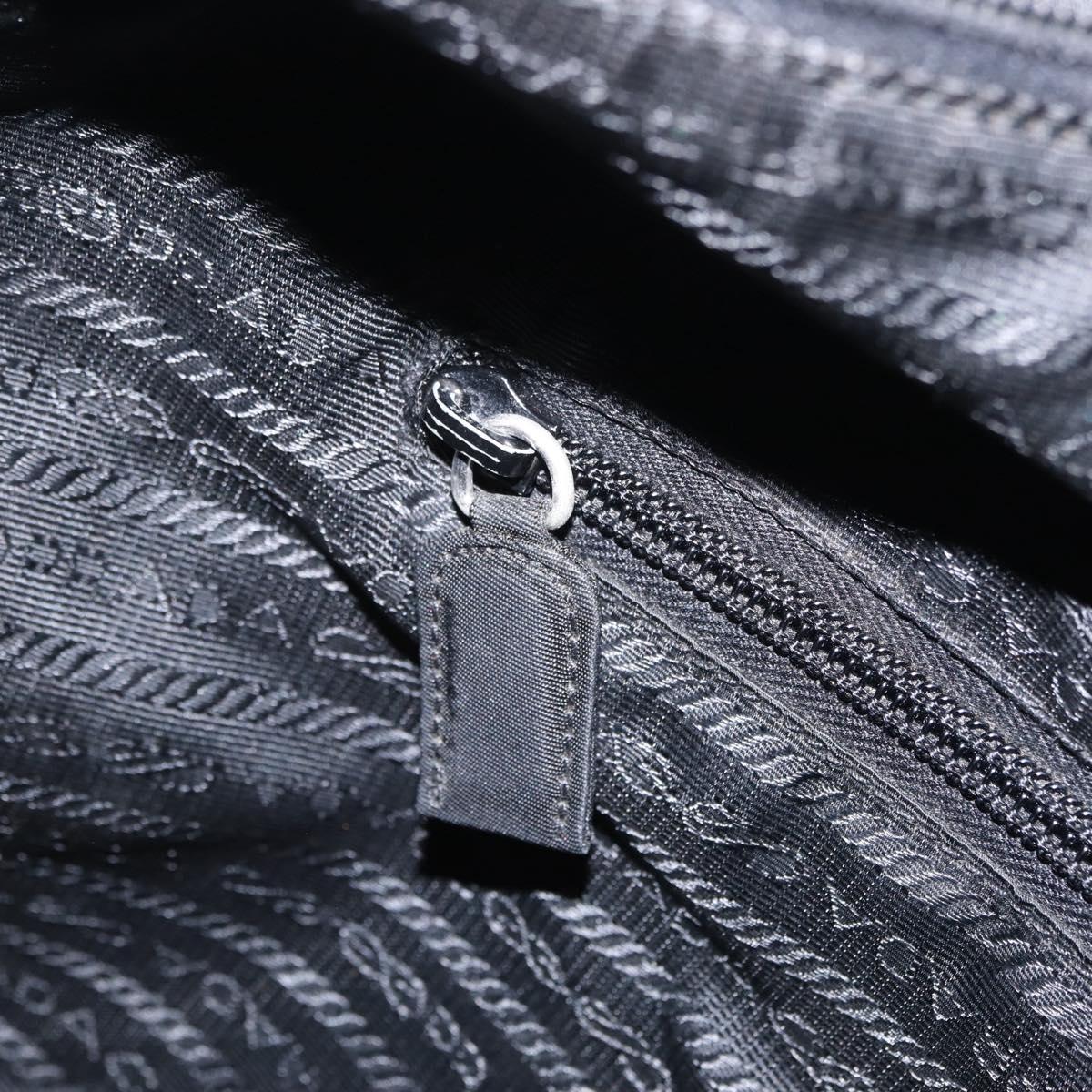 PRADA Tote Bag Nylon Black Silver Auth 213063