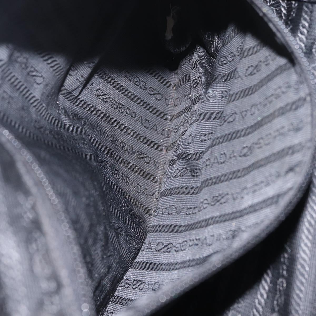 PRADA Tote Bag Nylon Black Silver Auth 213063