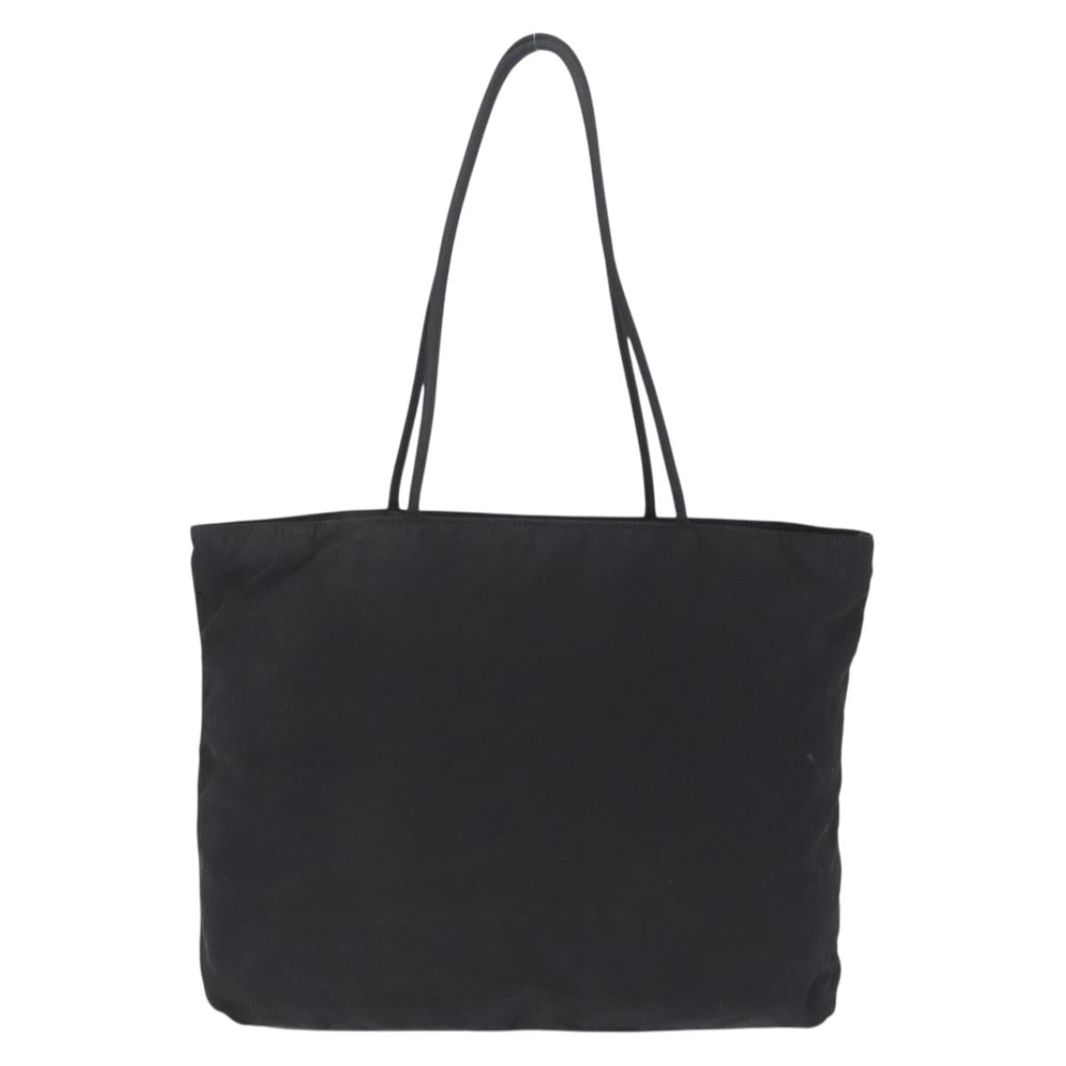 PRADA Tote Bag Nylon Black Silver Auth 213063