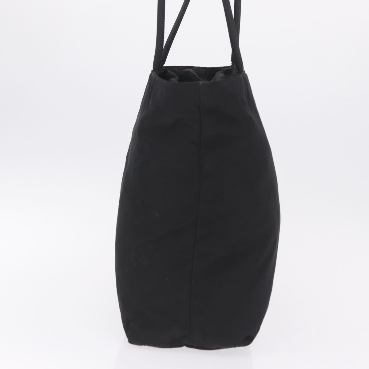 PRADA Tote Bag Nylon Black Silver Auth 213063