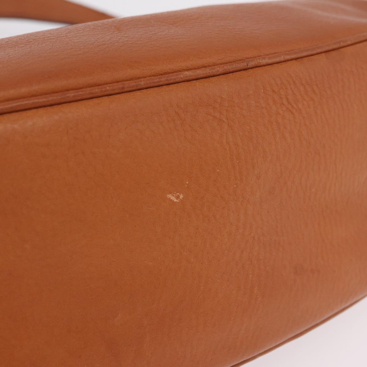 PRADA Shoulder Bag Leather Brown Silver Auth 213064
