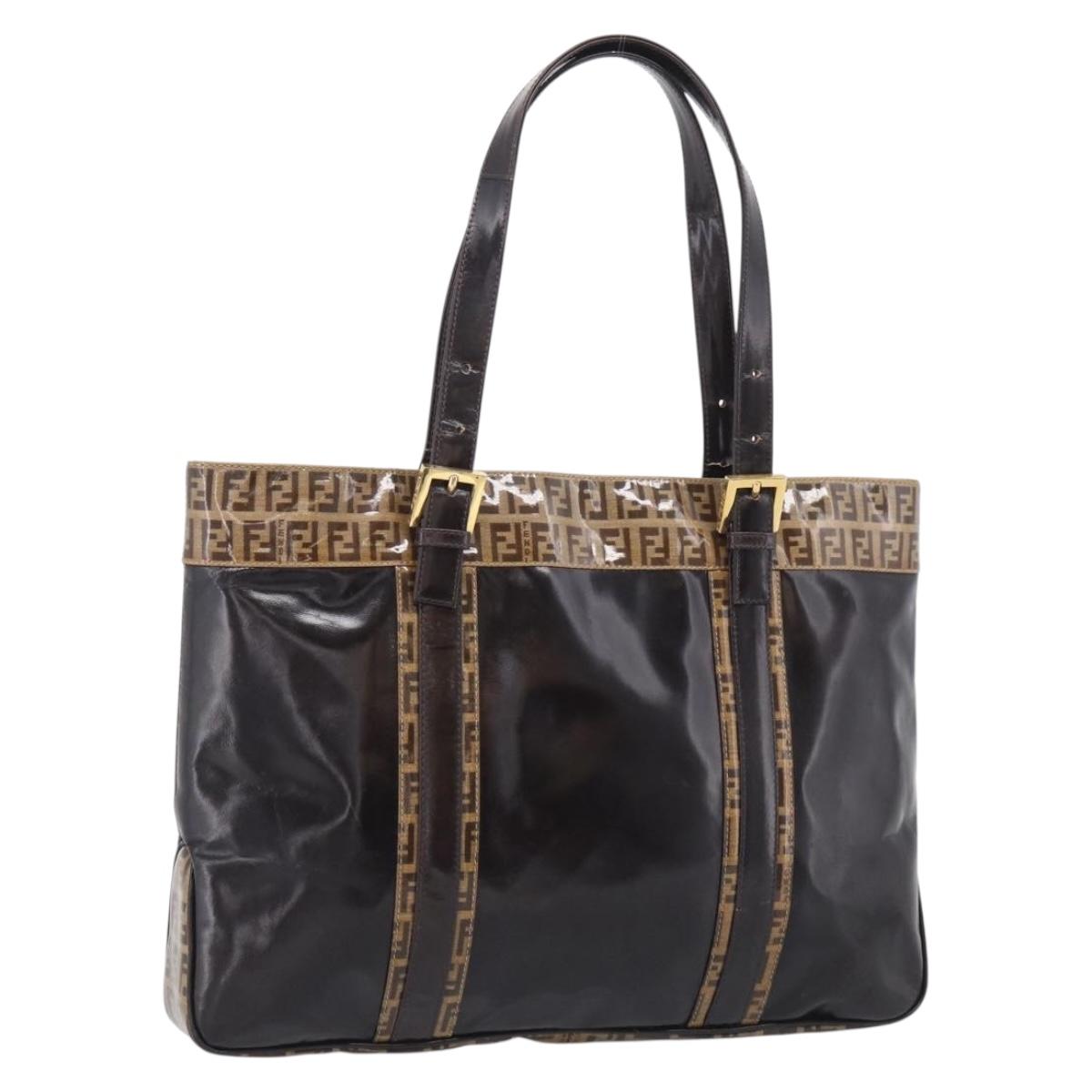 FENDI Zucchino Canvas Tote Bag Coated Canvas Beige Gold Auth 213066