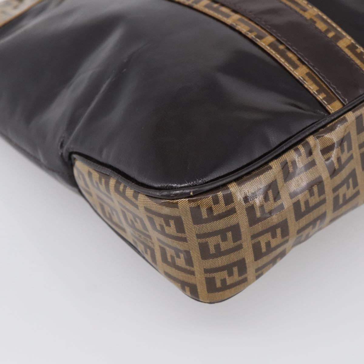 FENDI Zucchino Canvas Tote Bag Coated Canvas Beige Gold Auth 213066