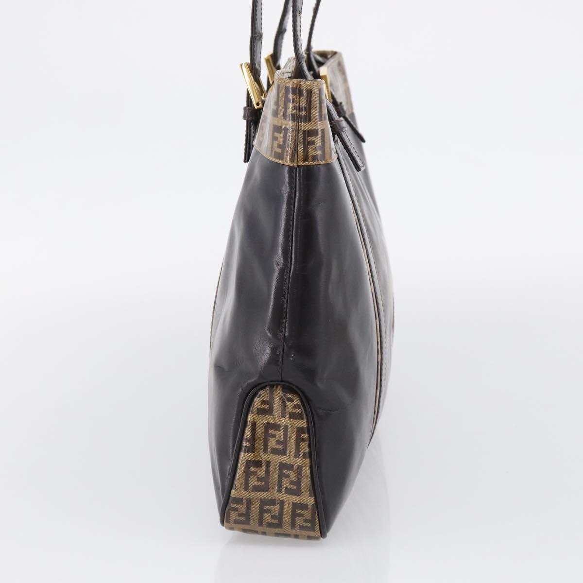 FENDI Zucchino Canvas Tote Bag Coated Canvas Beige Gold Auth 213066