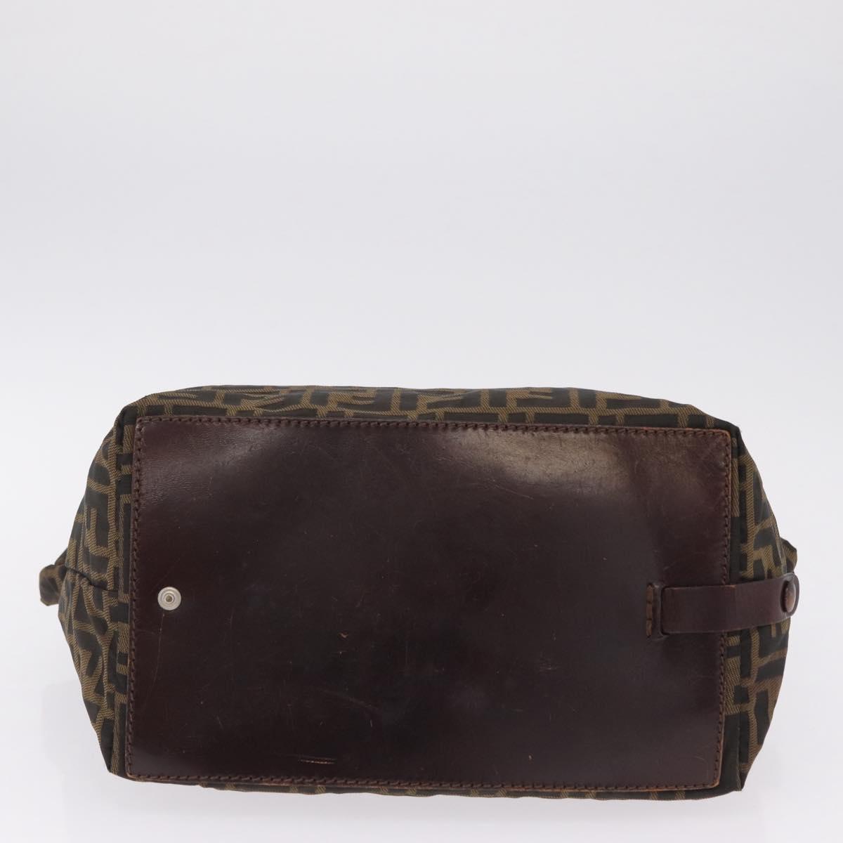 FENDI Zucca Canvas Hand Bag Black Brown Auth 213070