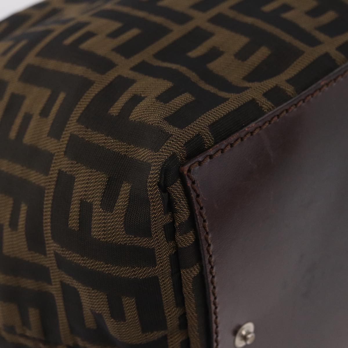 FENDI Zucca Canvas Hand Bag Black Brown Auth 213070