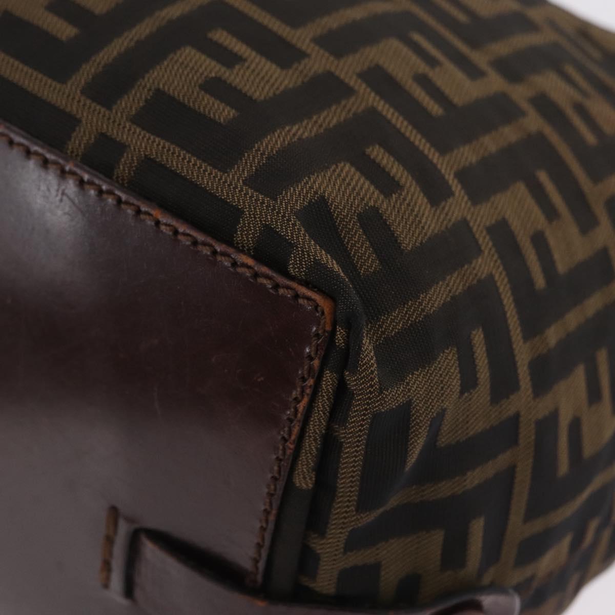 FENDI Zucca Canvas Hand Bag Black Brown Auth 213070