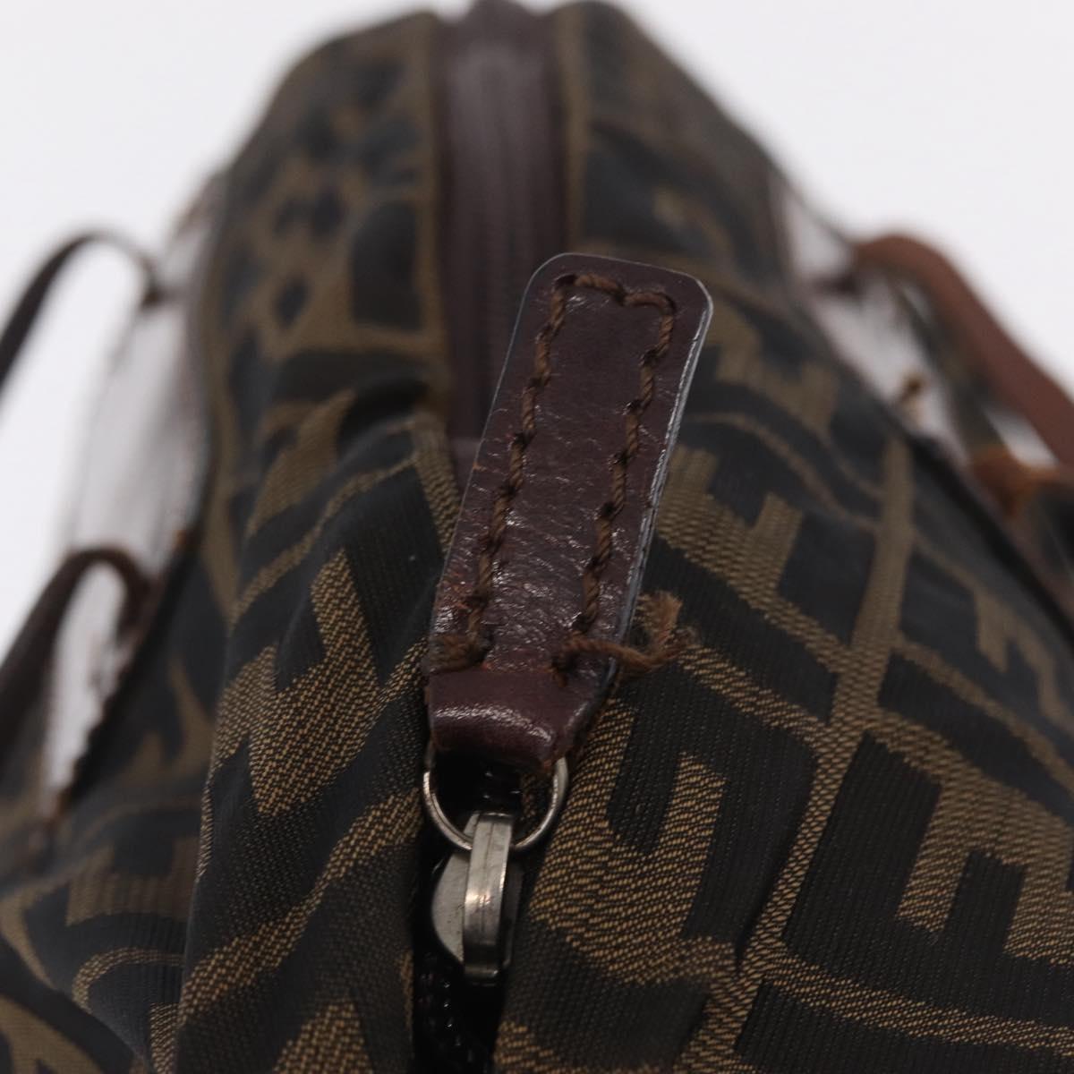FENDI Zucca Canvas Hand Bag Black Brown Auth 213070