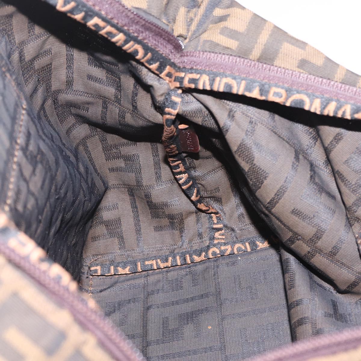 FENDI Zucca Canvas Hand Bag Black Brown Auth 213070