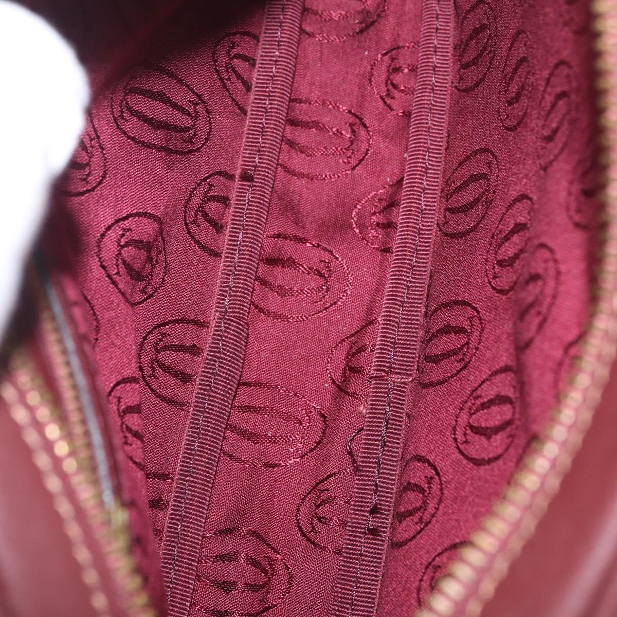 Cartier Must Line Shoulder Bag Leather Bordeaux Gold Auth 213073A