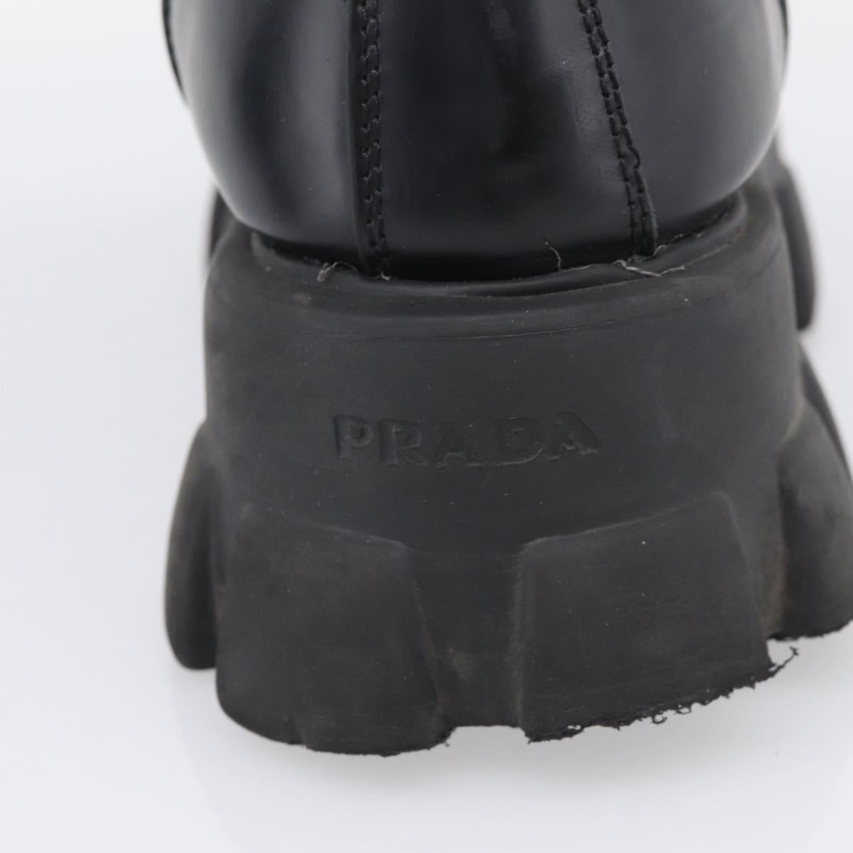 PRADA Combat Boots Brushed leather 45 Black Auth 213075