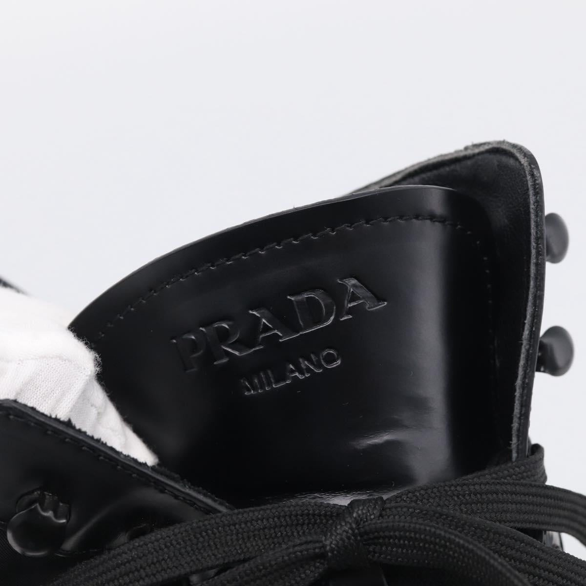 PRADA Combat Boots Brushed leather 45 Black Auth 213075