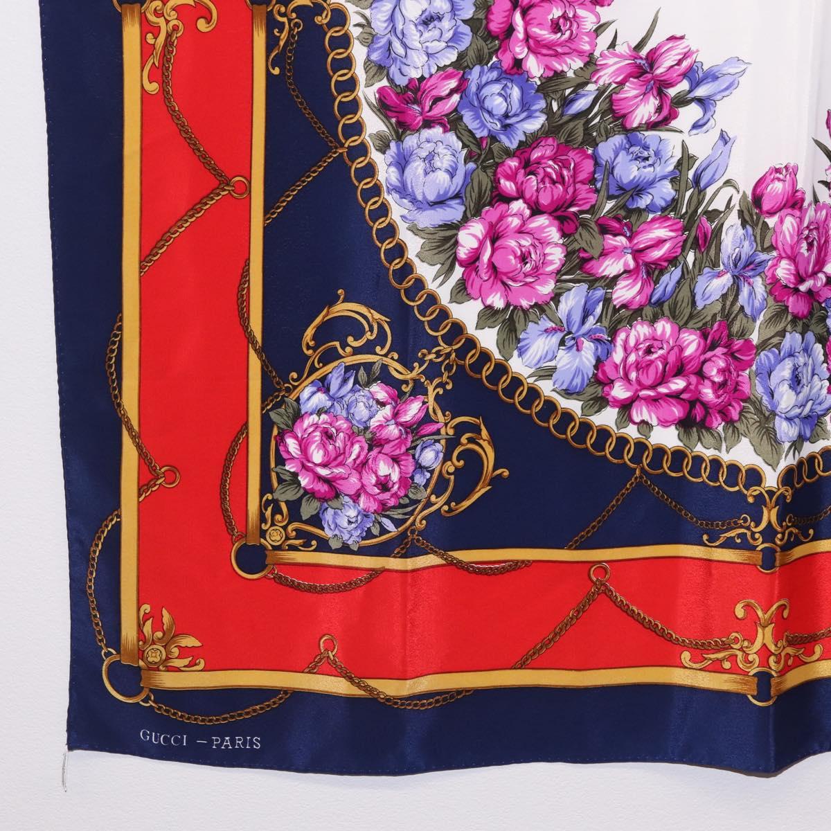 GUCCI Scarf Silk Navy Auth 213082