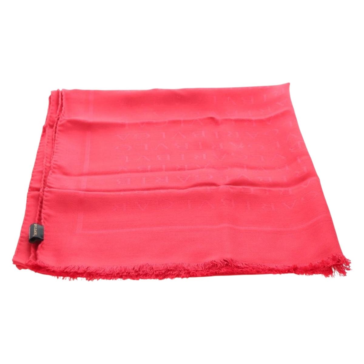 BVLGARI Stole Silk Red Auth 213083M