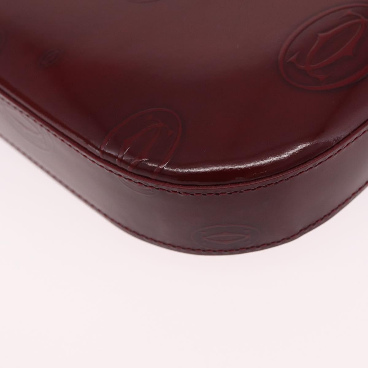 Cartier Must Line Shoulder Bag Patent leather Bordeaux Silver Auth 213137SAM