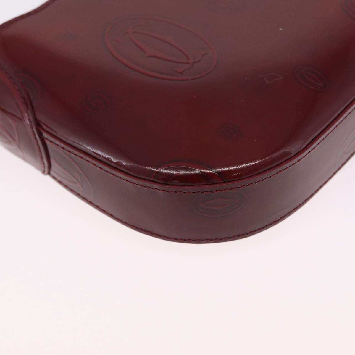 Cartier Must Line Shoulder Bag Patent leather Bordeaux Silver Auth 213137SAM