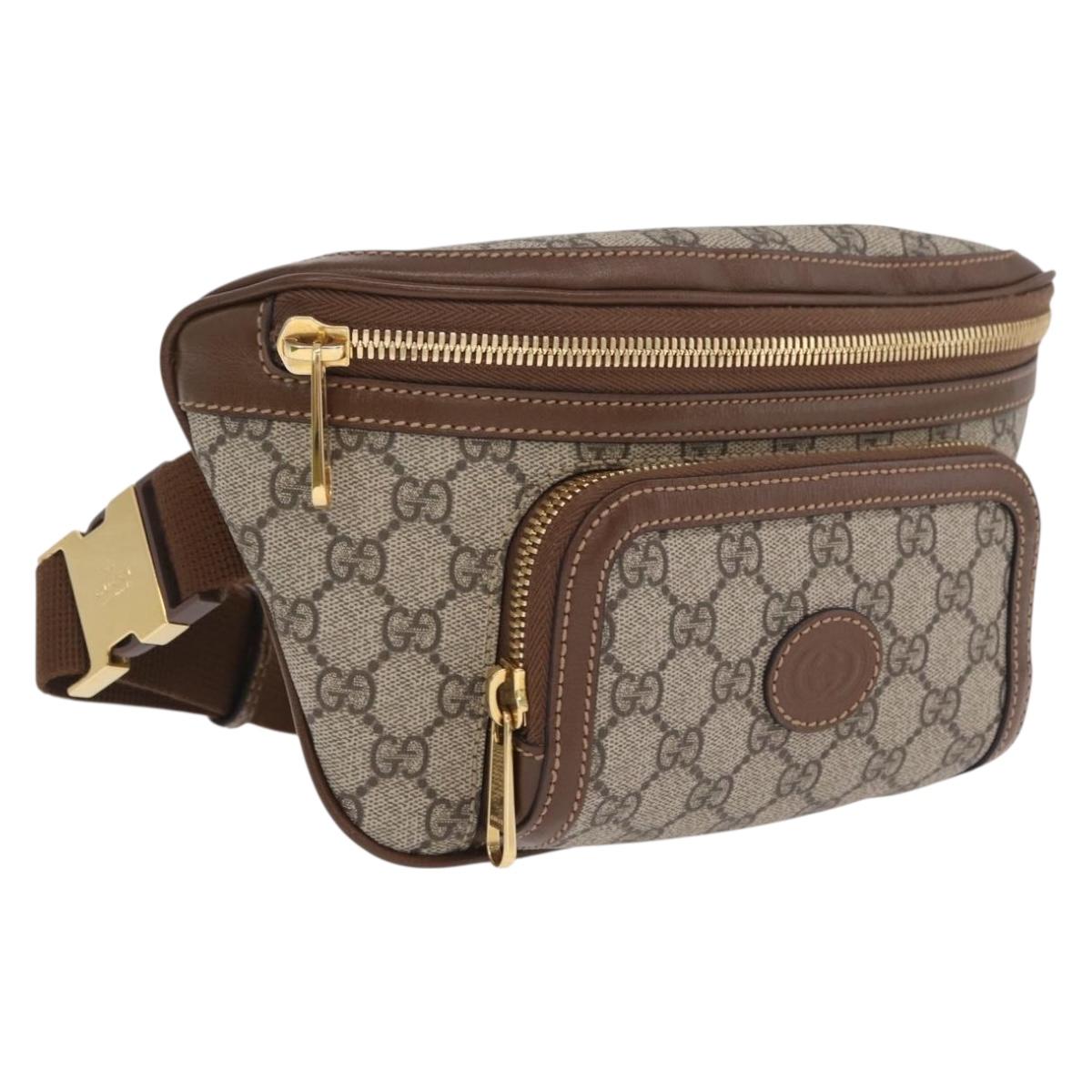 GUCCI GG Supreme Bum Bag Shoulder Bag PVC Beige Gold 733240 Auth 213138SAM