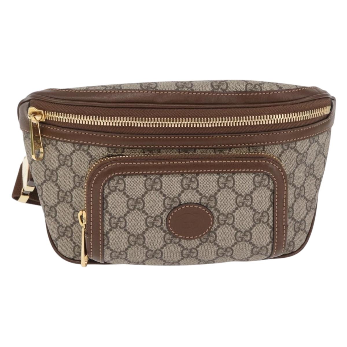 GUCCI GG Supreme Bum Bag Shoulder Bag PVC Beige Gold 733240 Auth 213138SAM