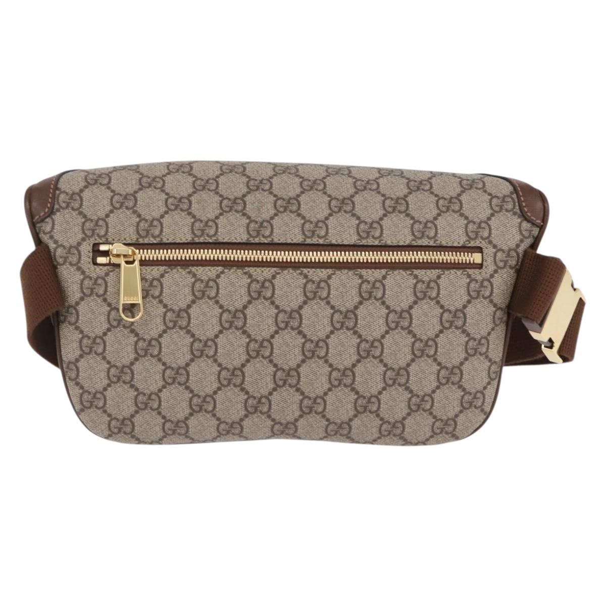 GUCCI GG Supreme Bum Bag Shoulder Bag PVC Beige Gold 733240 Auth 213138SAM