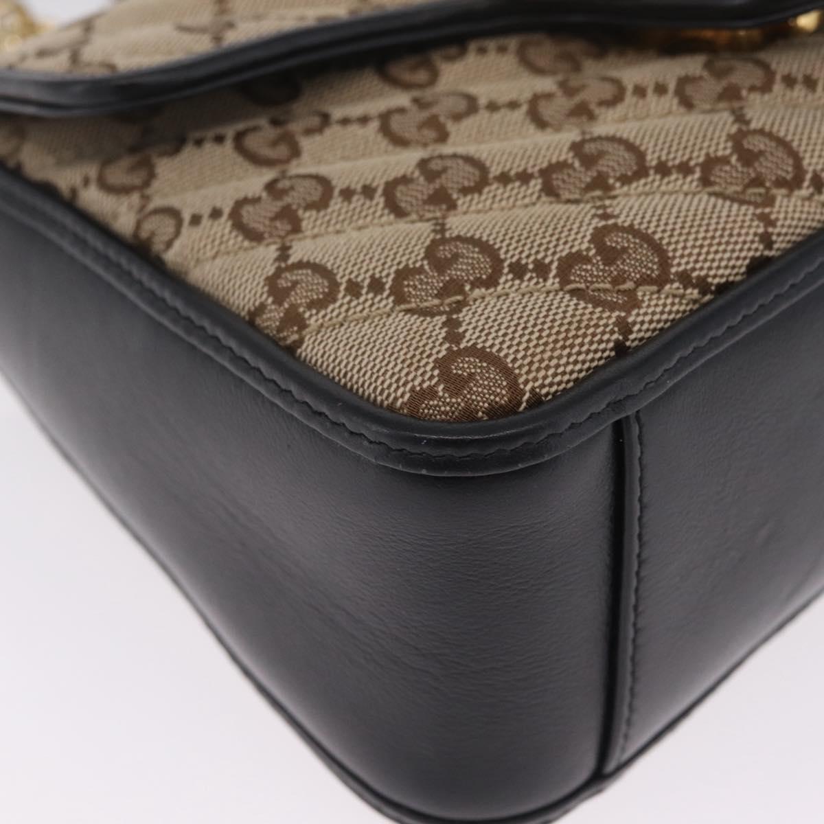 GUCCI GG Canvas Hand Bag Leather 2way Beige Gold 583571 Auth 213141SAM