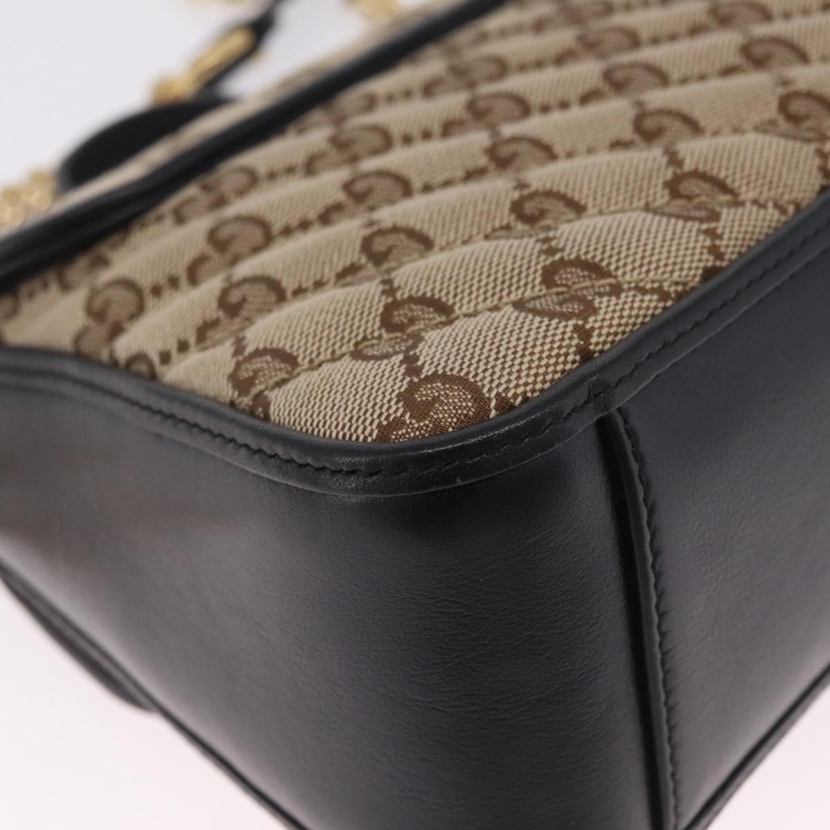GUCCI GG Canvas Hand Bag Leather 2way Beige Gold 583571 Auth 213141SAM
