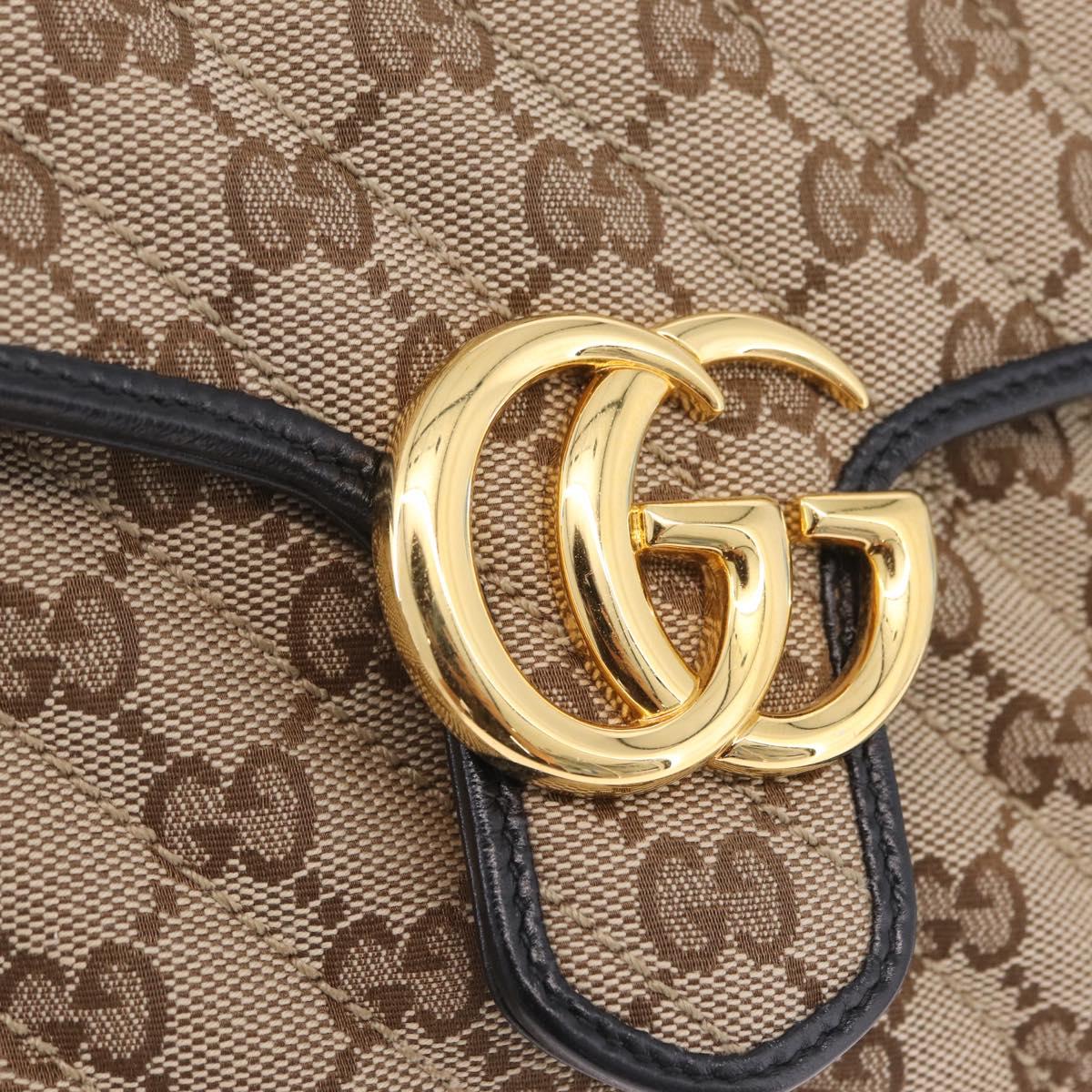 GUCCI GG Canvas Hand Bag Leather 2way Beige Gold 583571 Auth 213141SAM