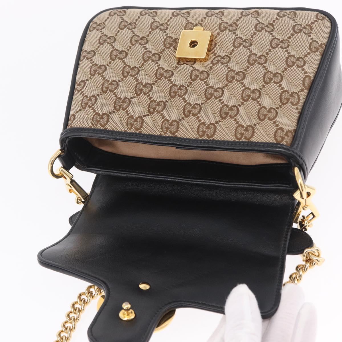 GUCCI GG Canvas Hand Bag Leather 2way Beige Gold 583571 Auth 213141SAM