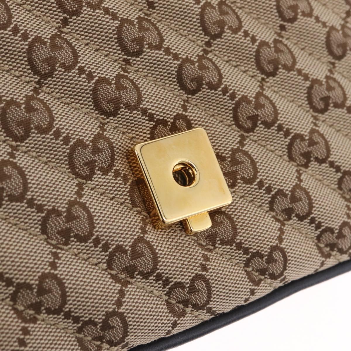 GUCCI GG Canvas Hand Bag Leather 2way Beige Gold 583571 Auth 213141SAM