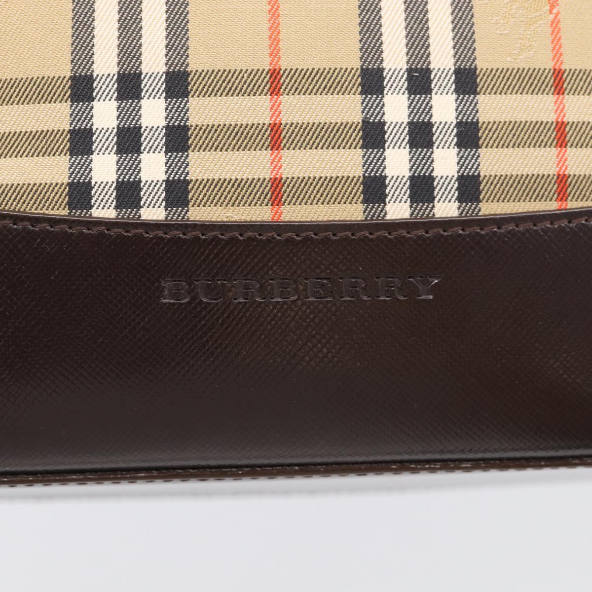 BURBERRY Nova Check Tote Bag Canvas Beige Gold Auth 213143V