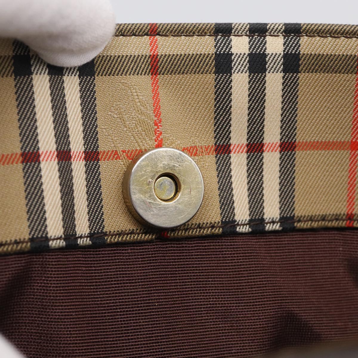 BURBERRY Nova Check Tote Bag Canvas Beige Gold Auth 213143V