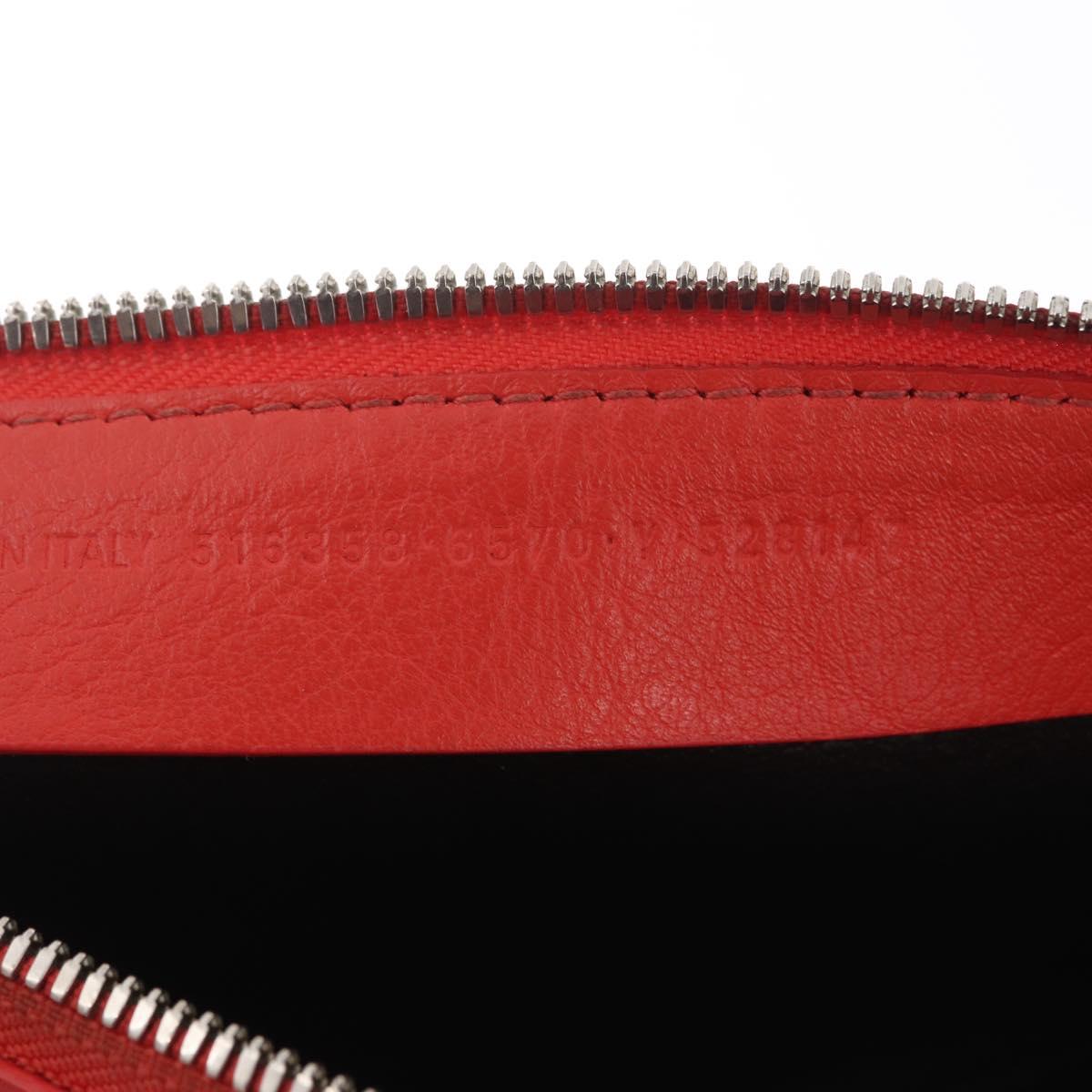 Balenciaga Everyday Pouch M Clutch Bag Leather Red Silver 516358 Auth 213145A