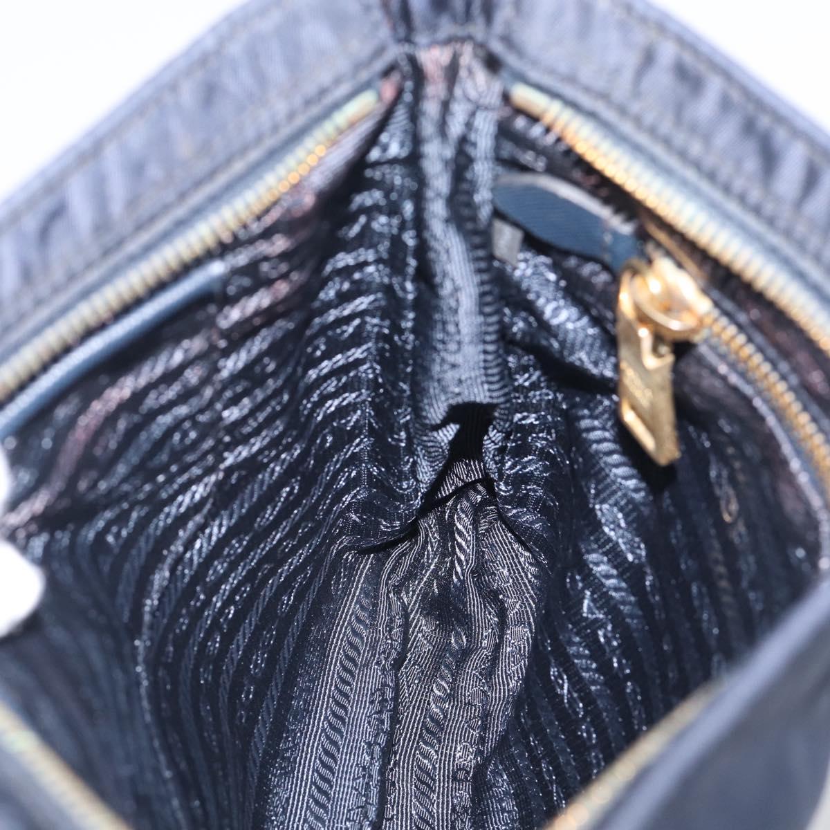 PRADA Shoulder Bag Nylon Navy Gold Auth 213147A