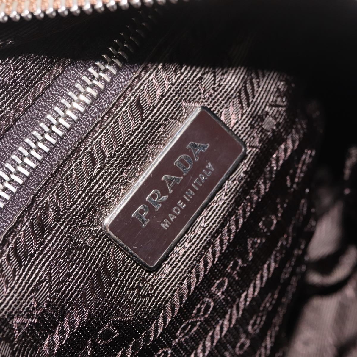 PRADA Shoulder Bag Nylon Brown Silver Auth 213150A