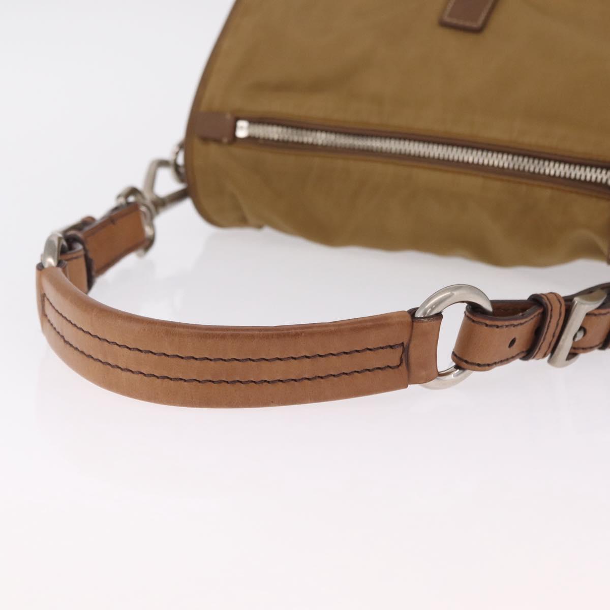 PRADA Shoulder Bag Nylon Brown Silver Auth 213150A