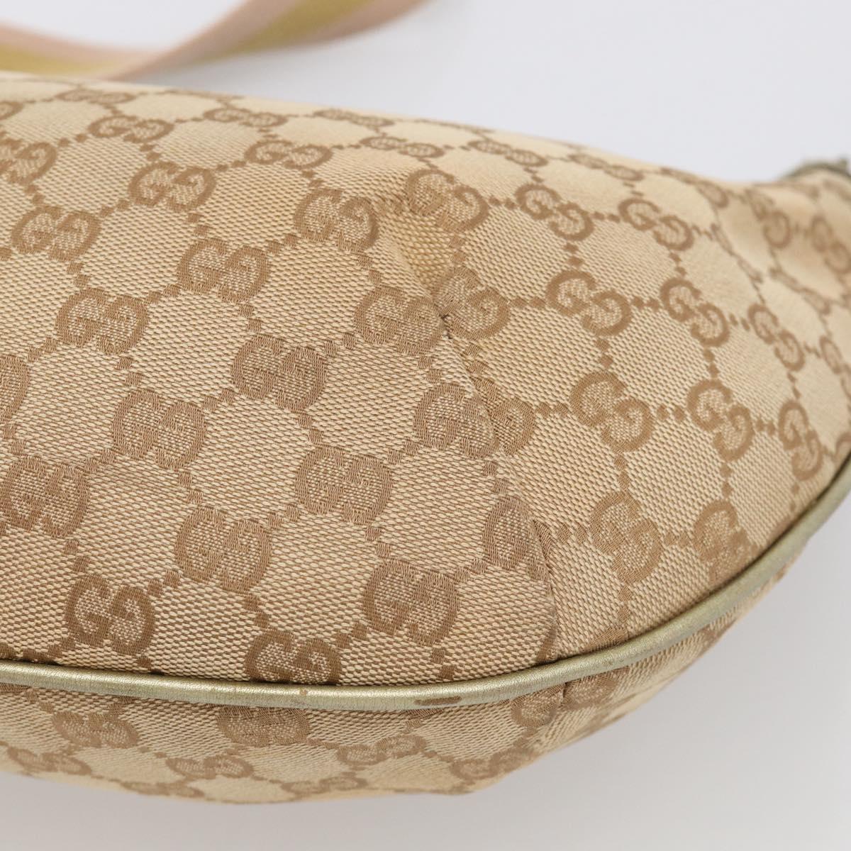 GUCCI GG Canvas Sherry Line Shoulder Bag Gold Beige 181092 Auth 213153A