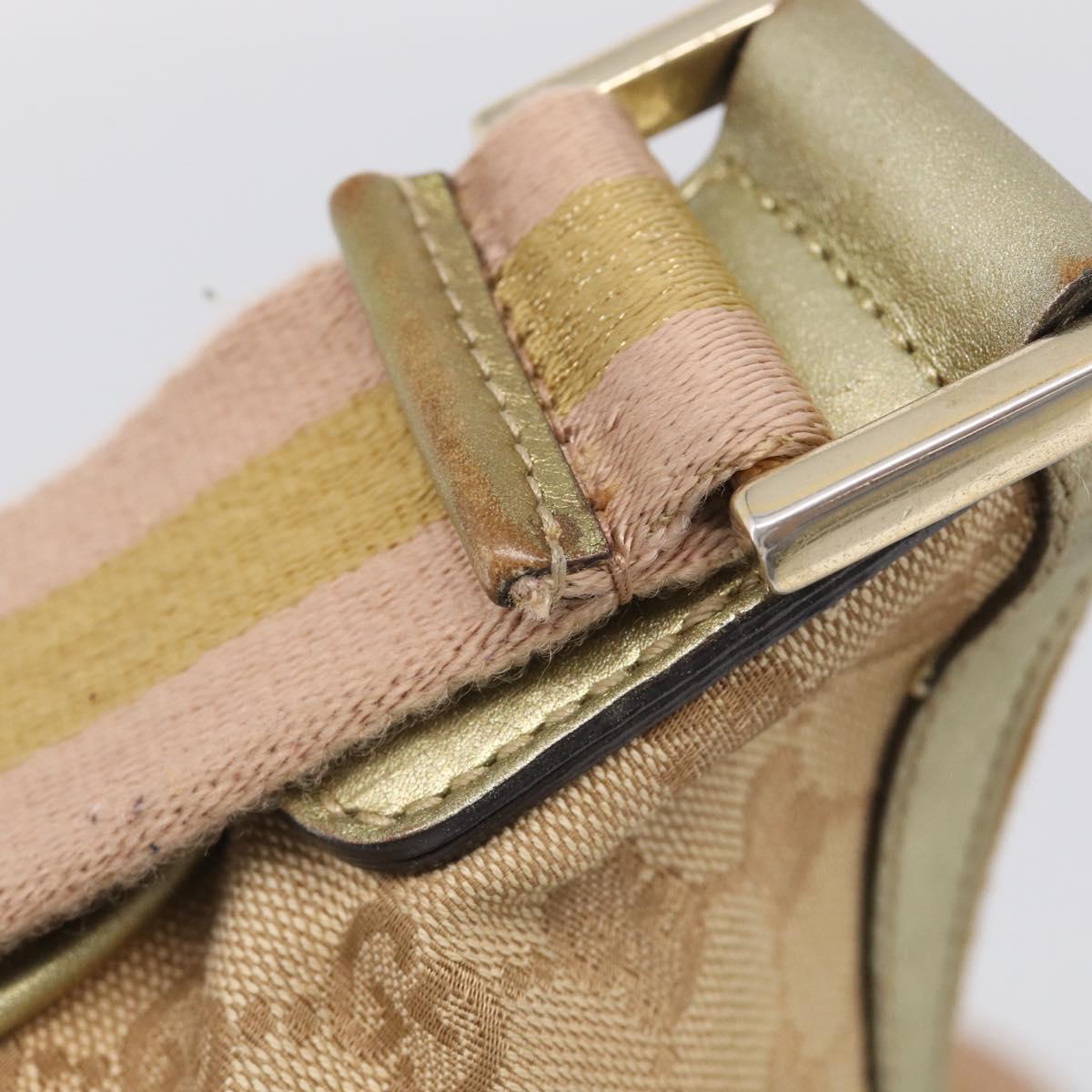 GUCCI GG Canvas Sherry Line Shoulder Bag Gold Beige 181092 Auth 213153A