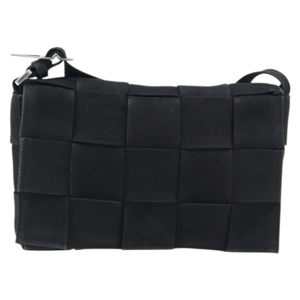 Bottega Veneta MAXI INTRECCIATO Shoulder Bag Canvas Black Silver Auth 213154V