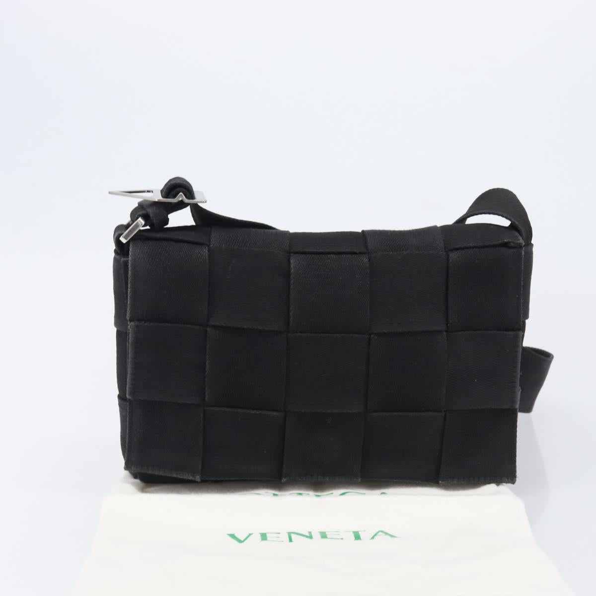 Bottega Veneta MAXI INTRECCIATO Shoulder Bag Canvas Black Silver Auth 213154V