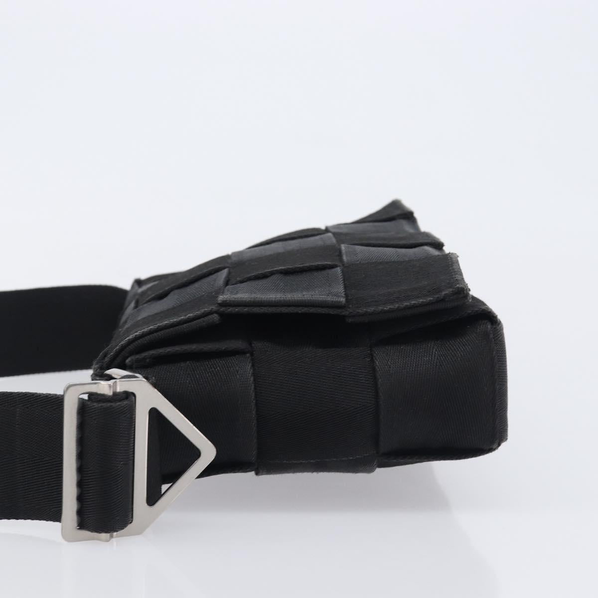 Bottega Veneta MAXI INTRECCIATO Shoulder Bag Canvas Black Silver Auth 213154V