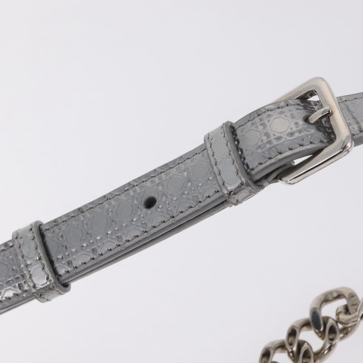 Christian Dior Diorama Chain Shoulder Bag Patent leather Silver Auth 213155V