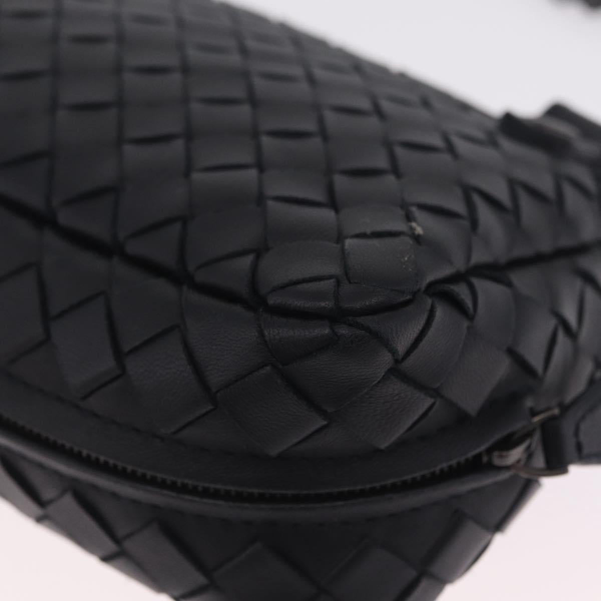 Bottega Veneta INTRECCIATO Chain Shoulder Bag Leather Black Auth 213156M