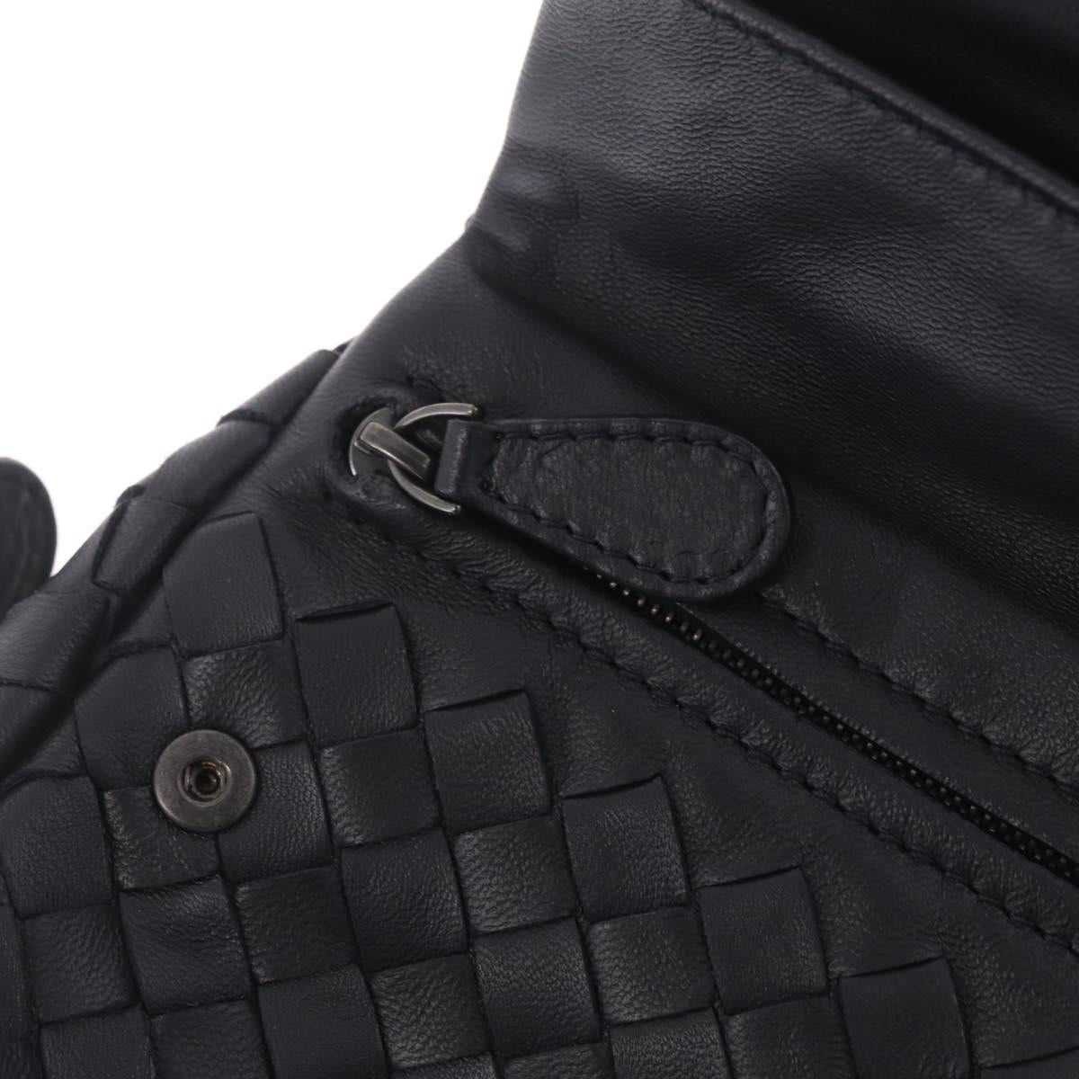 Bottega Veneta INTRECCIATO Chain Shoulder Bag Leather Black Auth 213156M