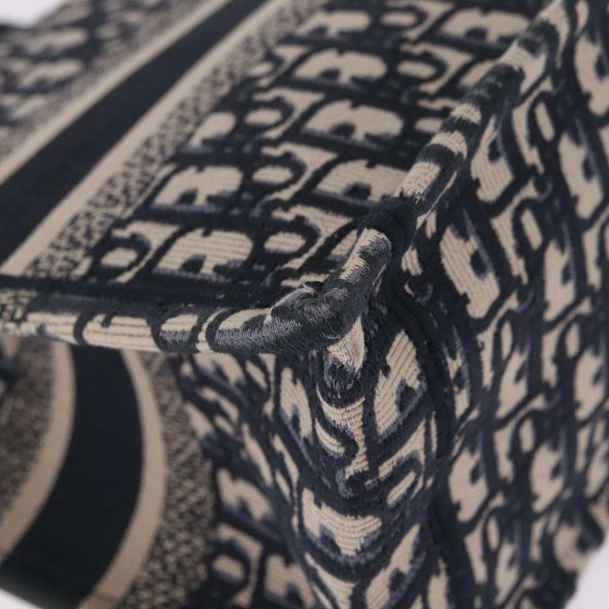 Christian Dior Trotter Canvas Oblique Book Tote Hand Bag Navy Auth 213157M