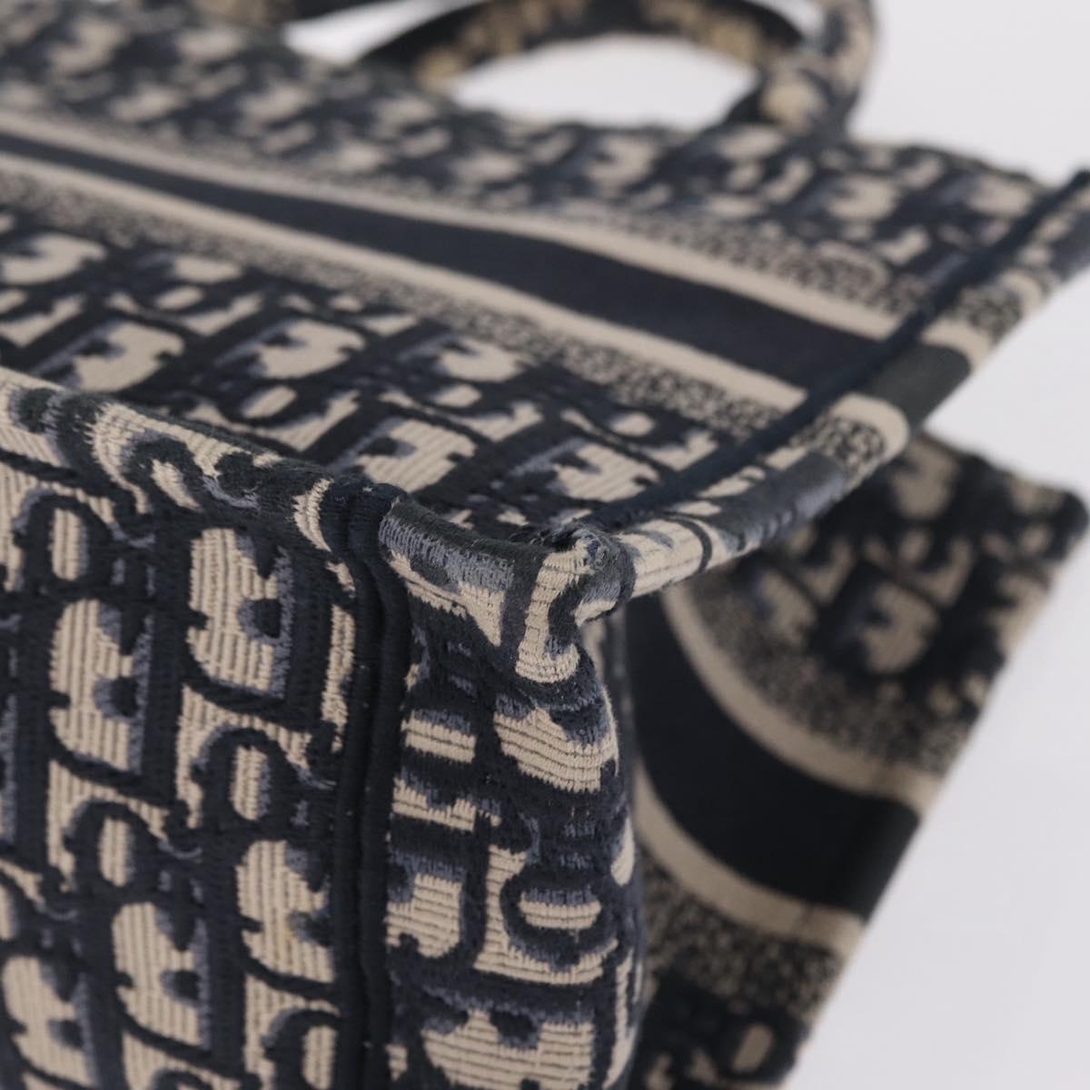 Christian Dior Trotter Canvas Oblique Book Tote Hand Bag Navy Auth 213157M