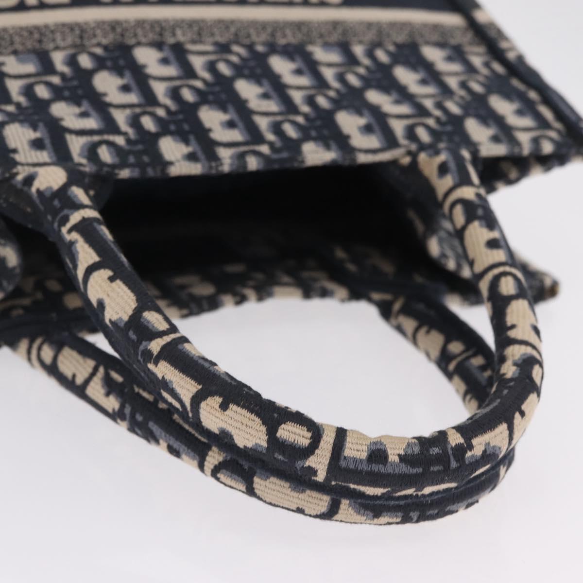 Christian Dior Trotter Canvas Oblique Book Tote Hand Bag Navy Auth 213157M