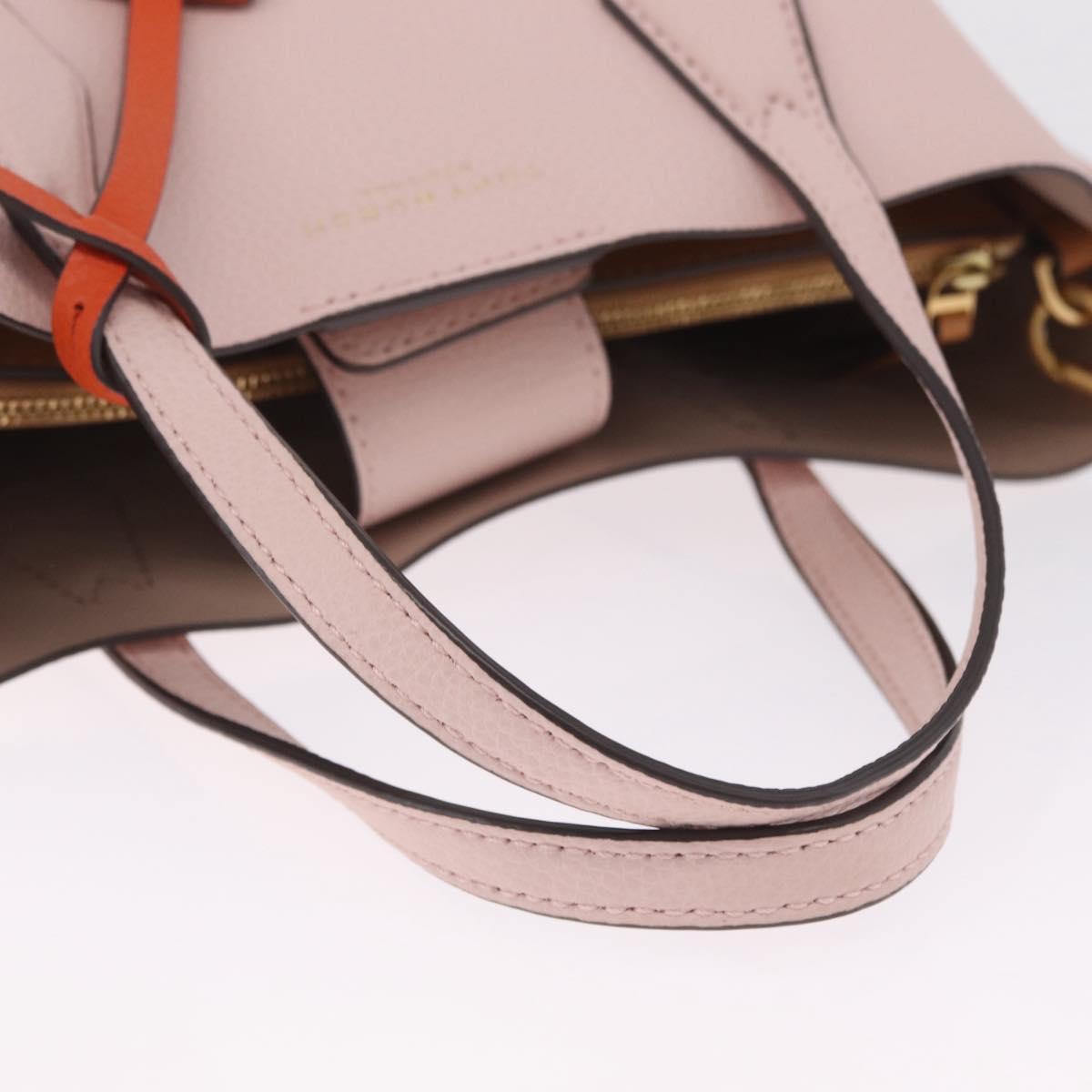 Tory Burch Perry Small Triple Compartment Bag Leather 2way Pink Auth 213162A