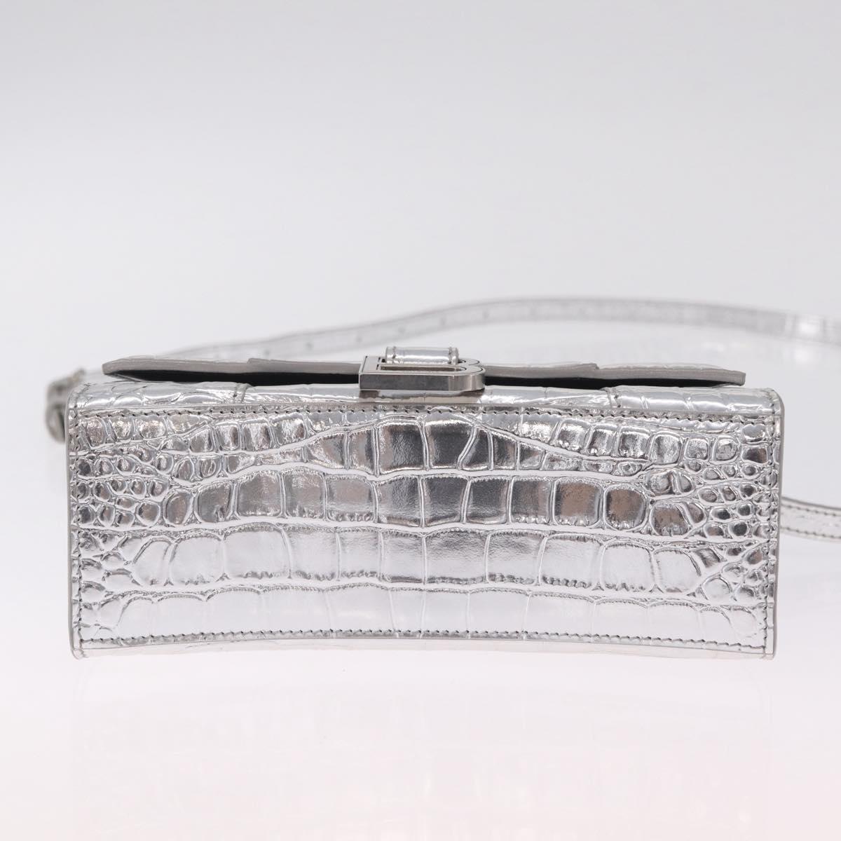 Balenciaga Hour glass Hand Bag Leather 2way Silver 592833 Auth 213163M