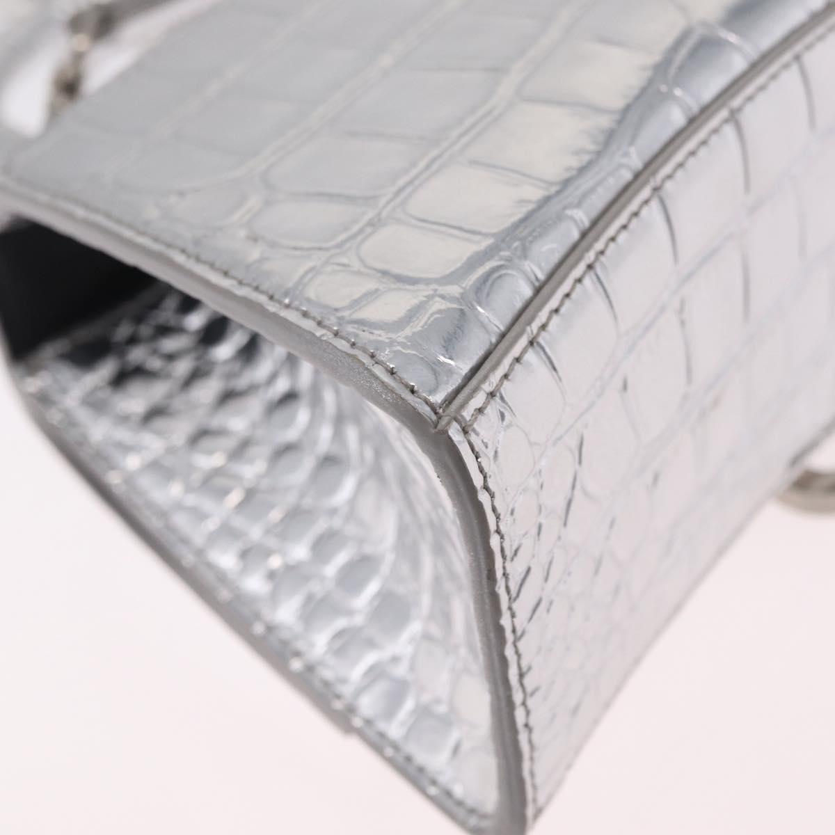Balenciaga Hour glass Hand Bag Leather 2way Silver 592833 Auth 213163M