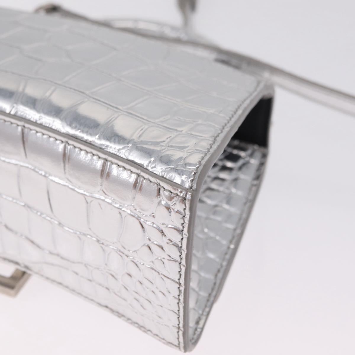 Balenciaga Hour glass Hand Bag Leather 2way Silver 592833 Auth 213163M