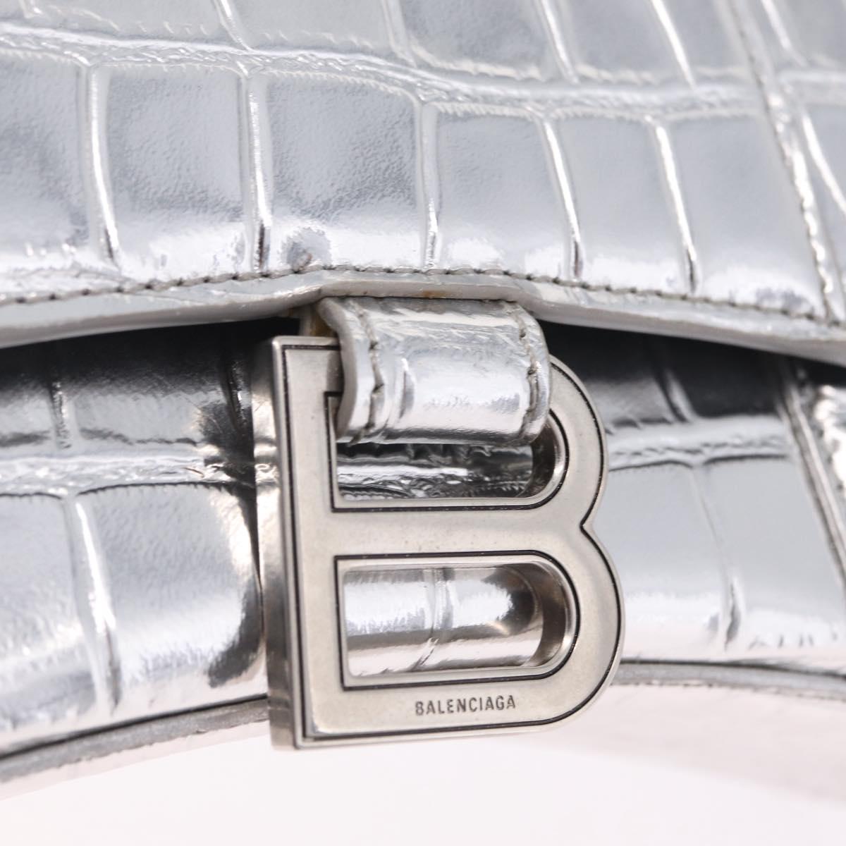 Balenciaga Hour glass Hand Bag Leather 2way Silver 592833 Auth 213163M